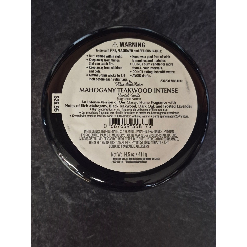 White Barn Mahogany Teakwood Intense 3-Wick Scented Candle 14.5‎ Bath Body Works - Picture 2 of 3